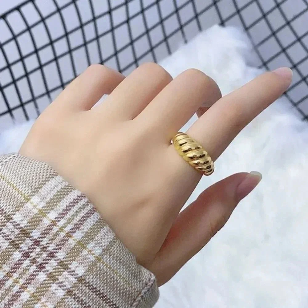 Minimalist 925 Sterling Silver Croissant Ring Dome Ring Statement Stackable Ring